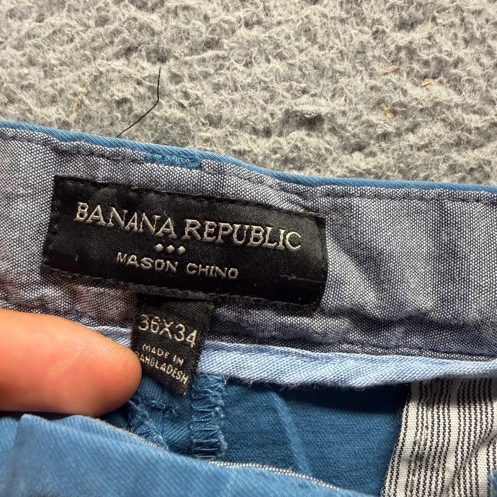 Banana Republic Mason Pant Mens 36x32 Blue Cotton Chino Preppy Business Stretch